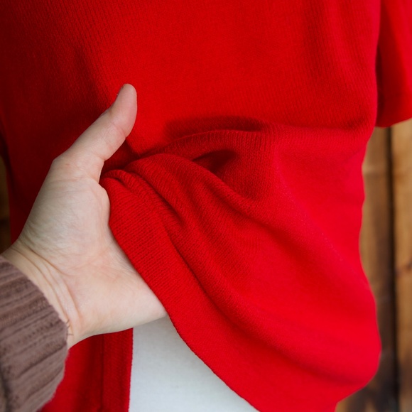 Vintage St. John Sport By Marie Gray RED Knitted Short Sleeve Top Woman's L - Picture 4 of 16